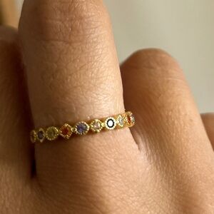 Gold Over Sterling Multicolor Stone Ring